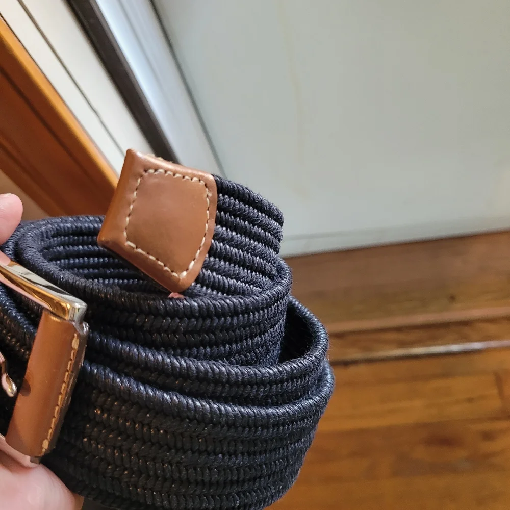 Torino woven cotton & leather belt Size 44, unisex
